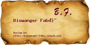 Biswanger Fabó névjegykártya